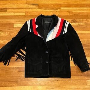 Black Fringe Suede jacket (Paris Vintage)